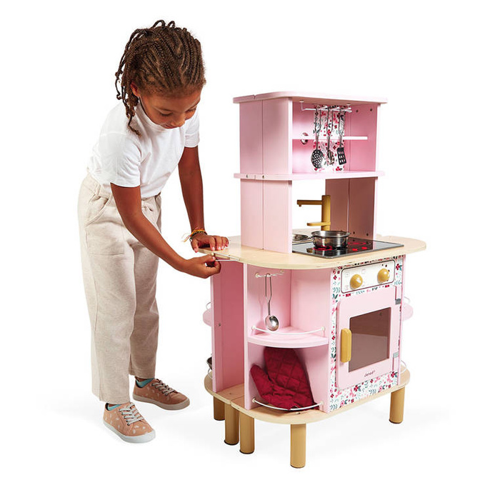 Dwustronna drewniana kuchnia Twist z 8 akcesoriami Janod J06616