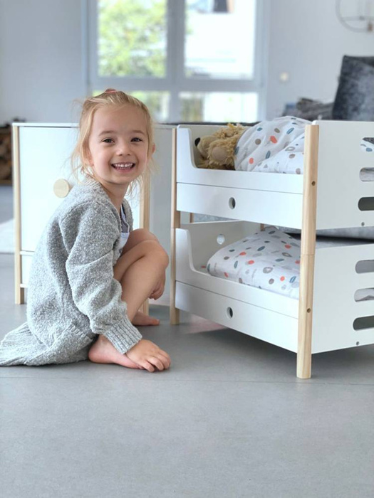 Drewniane łóżko piętrowe dla lalek 2w1 Little Button 11811-Small Foot, zabawki dla dziewczynek