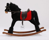 Duży, czarny koń na biegunach XL