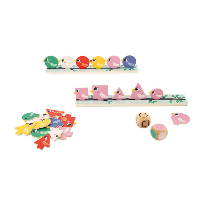 Układanka drewniana sortowanie kolorów i kształtów Ptaki J05089 Janod