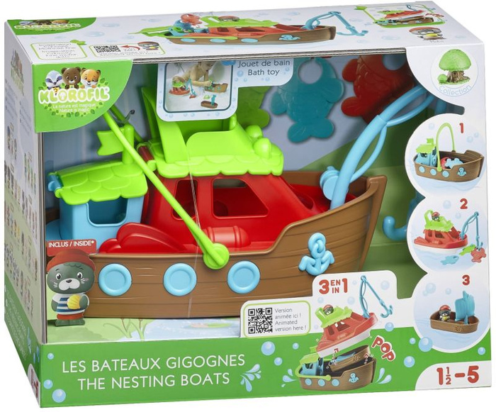 Kuter rybacki Klorofil 700502F, zabawki kąpielowe 3w1