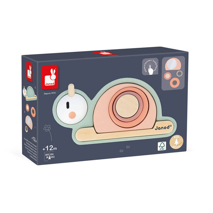 Drewniana układanka sensoryczna zmysł dotyku Ślimak Sweet Cocoon J04052 Janod