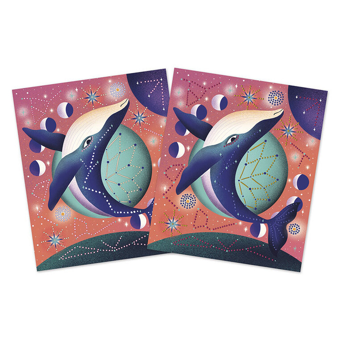 Zestaw kreatywny z farbkami Malowanie kropkami Puentylizm 3D Kosmiczne zwierzęta Janod J09168