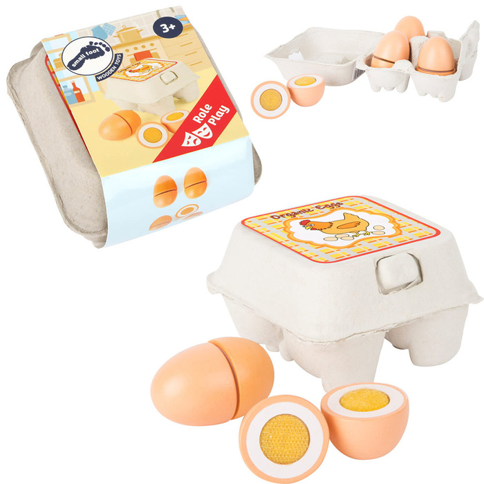 Zabawki drewniane Wiejskie jajka 10591-Small Foot, produkty spożywcze do krojenia
