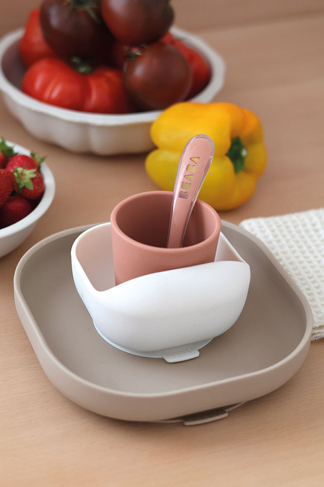 Silikonowe naczynia dla dzieci Zestaw z przyssawką Terracotta Beaba 913591