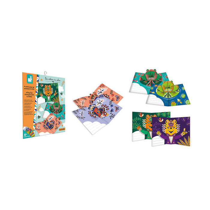 Zestaw kreatywny Przestrzenne kartki pop-up 3D Zwierzęta 6+ J07987-Janod, zestaw artystyczny
