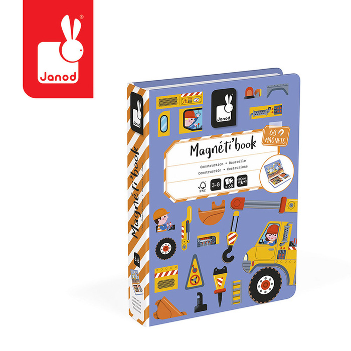 Układanka magnetyczna dla dzieci Plac budowy Magnetibook Janod J02527