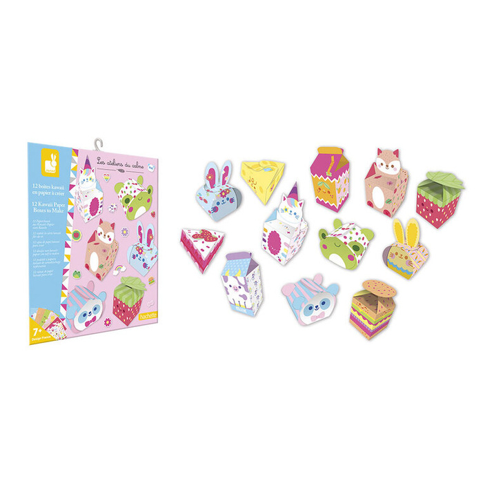 Zestaw kreatywny 12 pudełek z papieru kawaii do samodzielnego wykonania Janod J09164