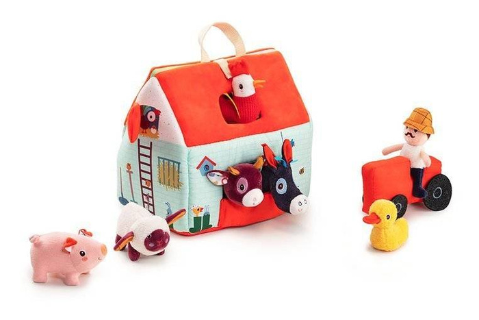 Rozkładany domek manipulacyjny Farma z 6 zwierzątkami rolnikiem i traktorem 86791 LILLIPUTIENS