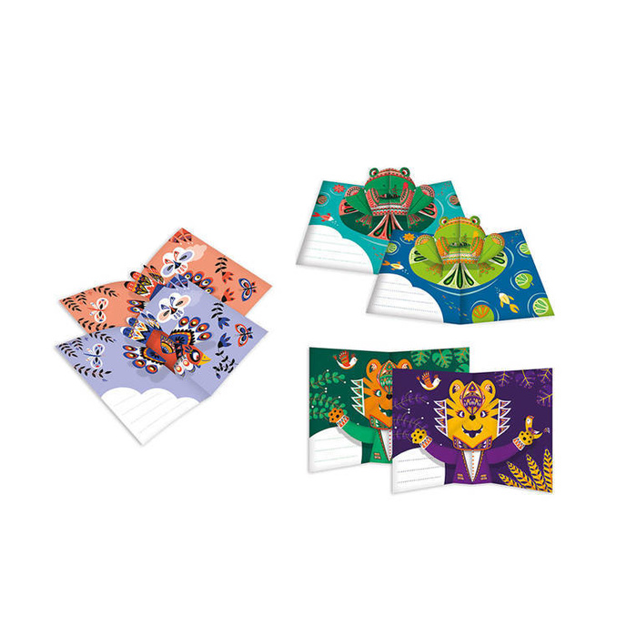 Zestaw kreatywny Przestrzenne kartki pop-up 3D Zwierzęta 6+ J07987-Janod, zestaw artystyczny