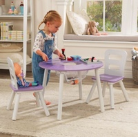 Lawendowy okrągły stolik dla dzieci i dwa krzesełka KidKraft KK20017