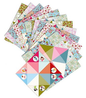 Pastelowe, wzorzyste arkusze (24 sztuki) z naklejkami (192 sztuki) - zestaw do origami i zabawy z przyjaciółmi "Wyzwanie", DJ08773-Djeco, zabawki kreatywne