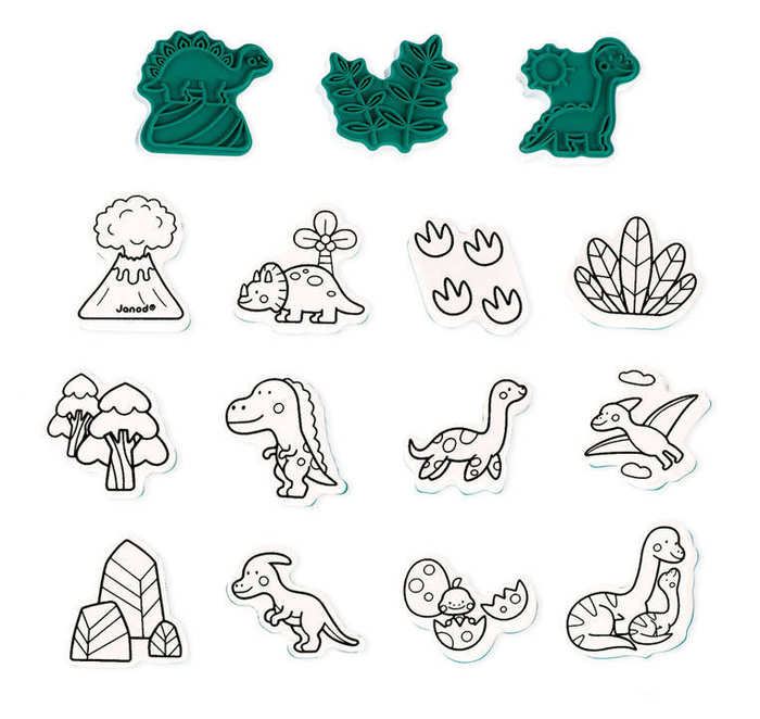 Zestaw kreatywny Stempelki Dinozaury 15 szt. Janod J07721