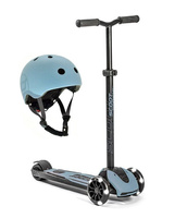 Zestaw SCOOTANDRIDE Kask + Highwaykick 5 LED Hulajnoga trójkołowa balansowa ze świecącymi kółkami 5+ Steel