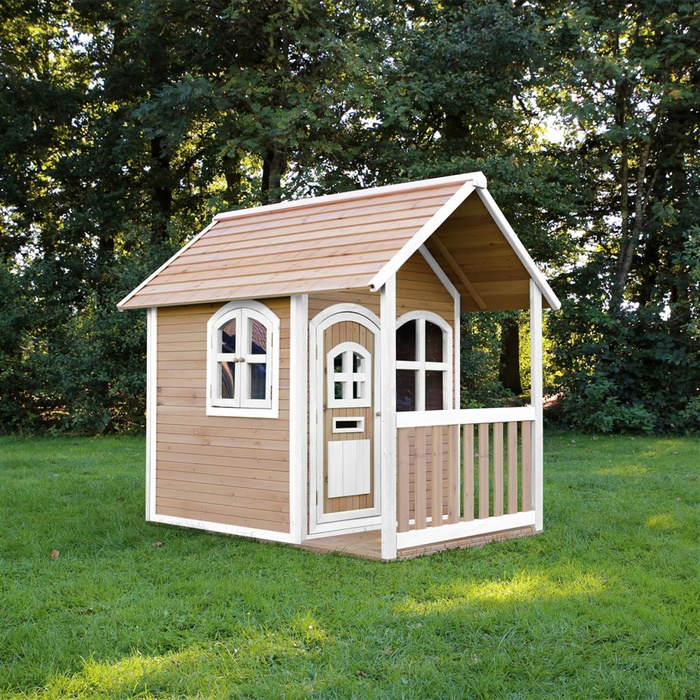 Drewniany Domek z oknami Alex Playhouse AXI A030.035.01 stylowy i ekologiczny plac zabaw do zabawy dla dzieci