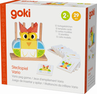 Gra logiczna dla dzieci Vario peg Drewniane klocki do układania 12 wzorów Goki 58331 Układanka