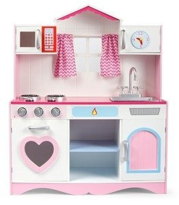 Duża kuchnia drewniana Płomienne serce - kuchnie dla dzieci