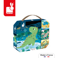 Puzzle progresywne w walizce Dinozaury 4 układanki  6, 9, 12 i 16 elementów J02541 Janod