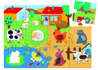 Puzzle dla dzieci GIGANT z fakturami "Na farmie", 20 el., DJ07117-Djeco, puzzle tekturowe