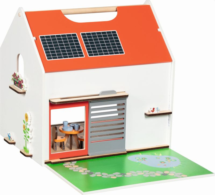 Drewniany domek dla lalek Eco House przenośny z akcesoriami 54 el Goki 51458
