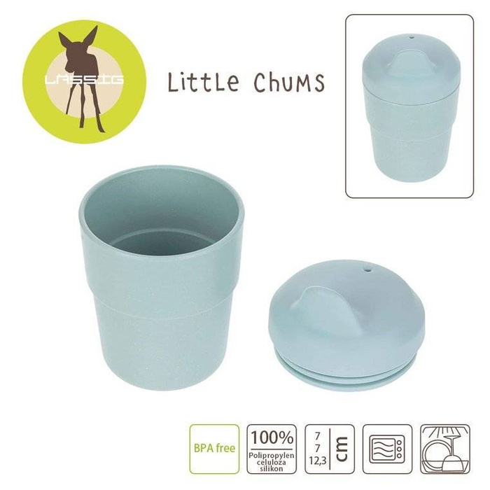 Kubek z dziubkiem i silikonową pokrywką Little Chums Pies 1310061524-Lassig, kubki dla dzieci