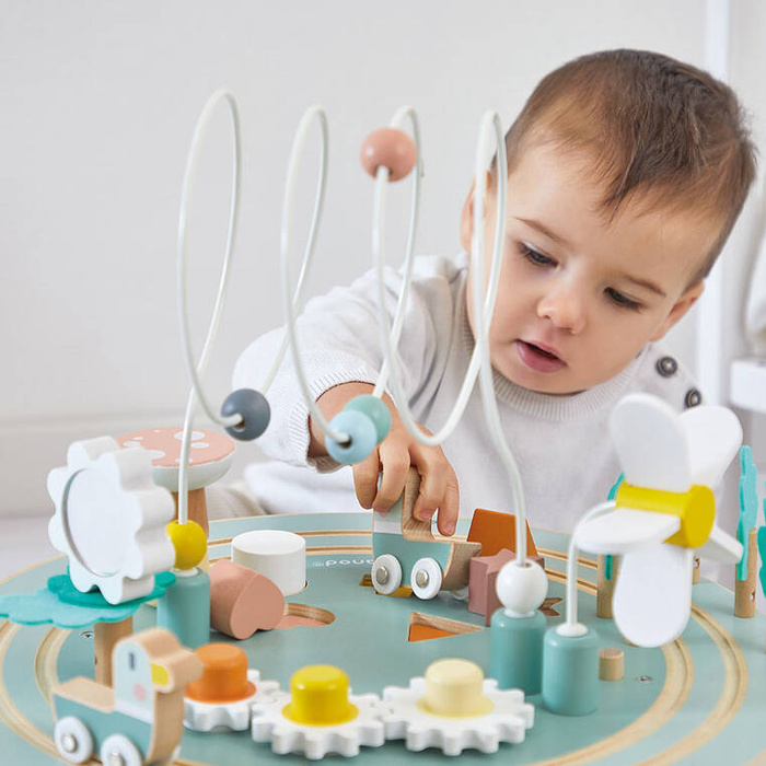 Wielofunkcyjny stolik edukacyjny drewniany z regulacją wysokości Ogród Sweet Cocoon Janod J04045