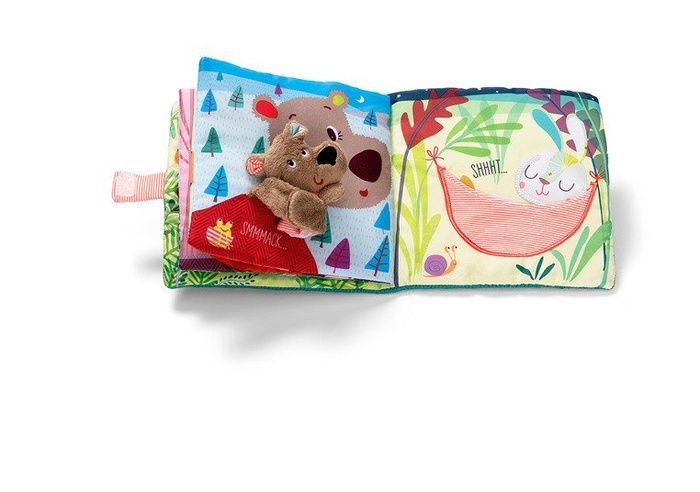 Książeczka z mini-pacynką wielofunkcyjna „Pocałuj Cesara” Niedźwiadek Cesar 86863-Lilliputiens