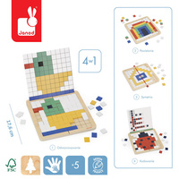 Drewniana układanka mozaika piksele symetria i kodowanie 4w1 Janod J05093