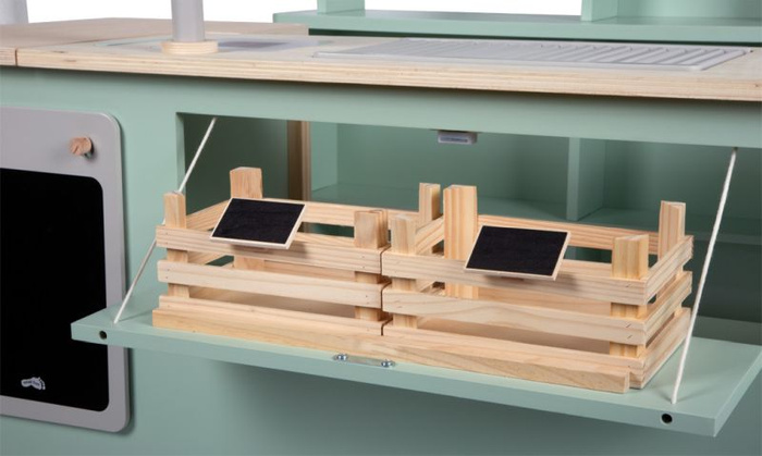 Drewniany sklep dla dzieci i kuchnia 2w1 szałwia zielona Small Foot 12688 odgrywanie ról