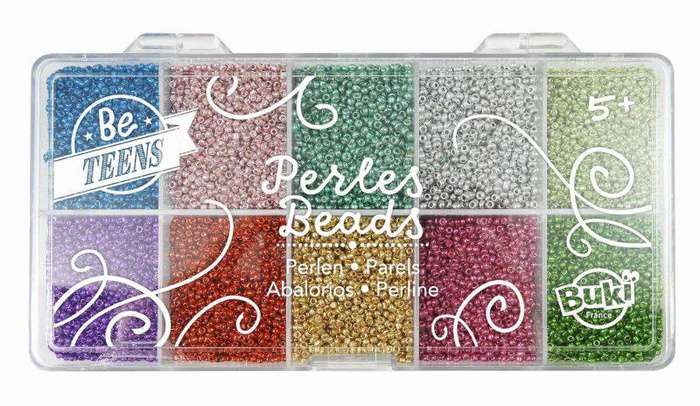 Zestaw metalicznych koralików w pudełku PE013- Buki, akcesoria dla dziewczynek