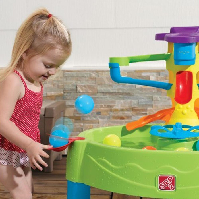 Kolorowy Stół Wodny STEP2 8400 Katapulty i Karuzela do sensorycznej zabawy z piłeczkami 2w1