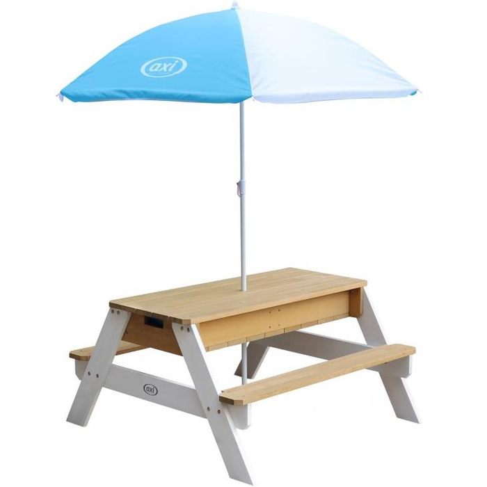 Stół Piknikowy dla dzieci Nick AXI A031.004.01 z ławką regulowanym parasolem oraz pojemnikami na wodę/piasek