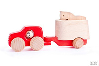 Samochód Toyota z przyczepką dla konia, 46450-Bajo, zabawki drewniane