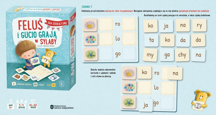 Feluś i Gucio grają w sylaby Nasza Księgarnia gry edukacyjne dla dzieci