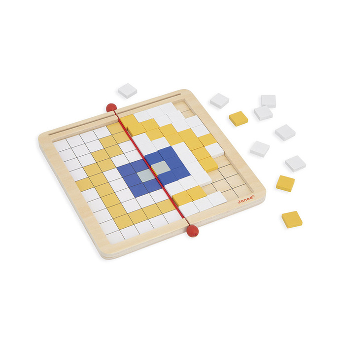 Drewniana układanka mozaika piksele symetria i kodowanie 4w1 Janod J05093