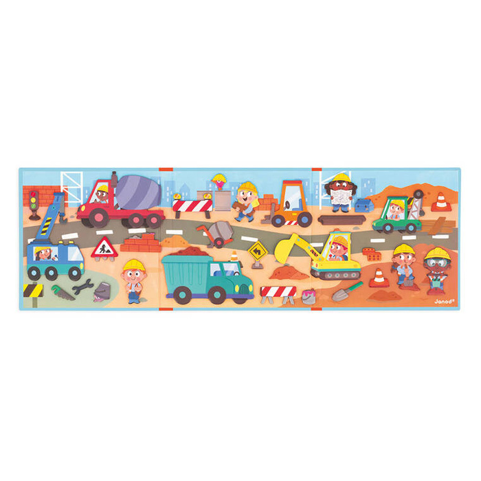 Magnetyczna rozkładana układanka Na placu budowy Magneti'stories J05454 Janod