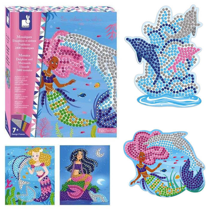 Zestaw kreatywny Mozaika Delfiny i syreny +7 J07961-Janod, zestaw artystyczny