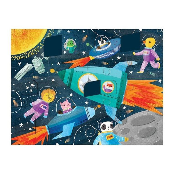 Tekturowe puzzle z okienkami Kosmos 12 el MP65759-Mudpuppy, puzzle dla dzieci