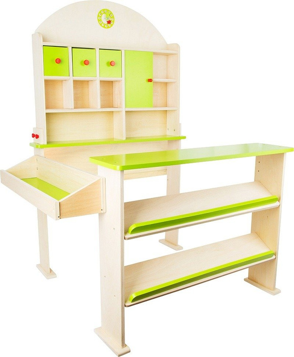 Zielony Ryneczek stoisko sklepowe 10587-Small Foot, zabawka drewniana