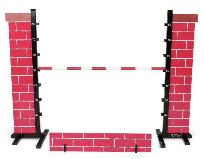 Zestaw dla Hobby Horse Koń na kiju brązowy z otwartą buzią i przeszkoda mur Astrup