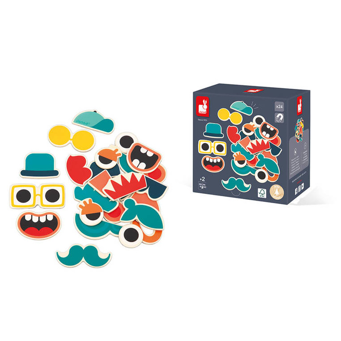 Zestaw drewnianych magnesów Portrety 24 szt. Janod J09644