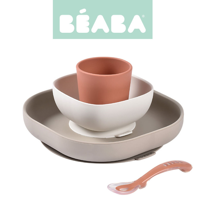 Silikonowe naczynia dla dzieci Zestaw z przyssawką Terracotta Beaba 913591