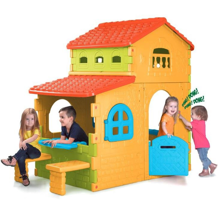 Domek ogrodowy Super Villa FEBER 13047 ze stolikiem i ławeczkami do aktywnej zabawy dla dzieci