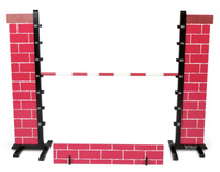 Zestaw dla Hobby Horse Koń na kiju brązowy z otwartą buzią i przeszkoda mur Astrup 