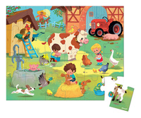 Puzzle w walizce Dzień na farmie 24 elementy Janod J02603