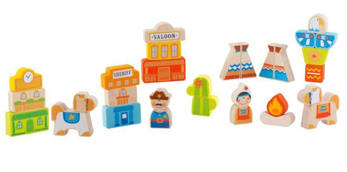 Klocki drewniane, Western City, 82792-Sevi, zabawki na roczek