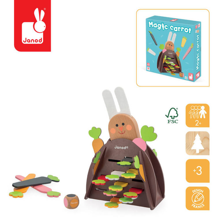 Rodzinna drewniana gra strategiczna Magiczna Marchewka Janod J02473