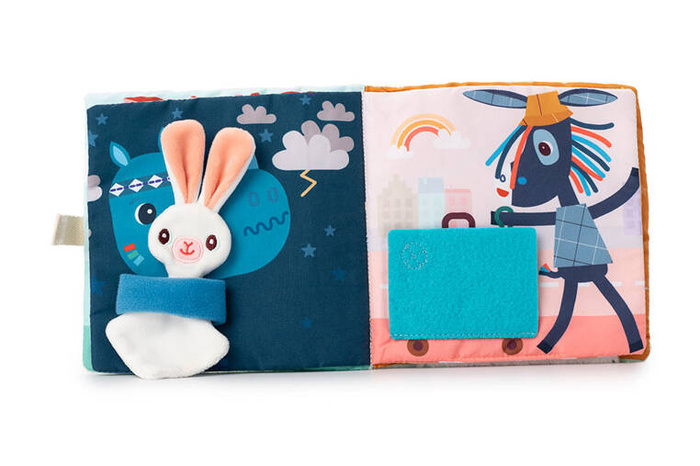 Miękka książeczka aktywizująca z mini komforterem Smok Joe i jego przytulanka 83492 LILLIPUTIENS