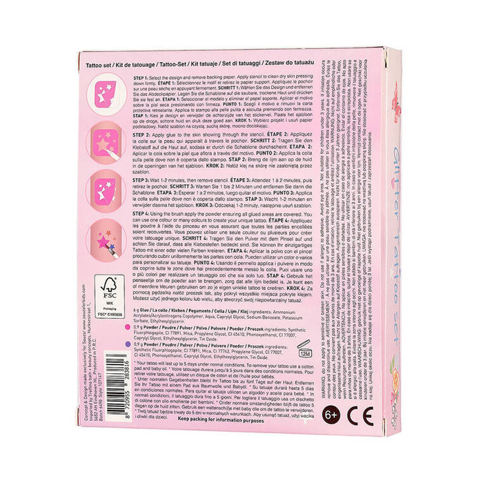 Tatuaże brokatowe z szablonami dla dzieci 12 el. Księżniczka Souza! 107147