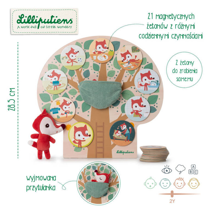 Drewniana tablica magnetyczna Mój dzień Lisiczka Alice Lilliputiens 83545